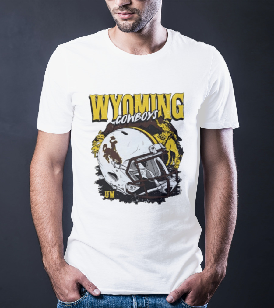 Wyoming Cowboys UW Football Helmet NCAA T-Shirt