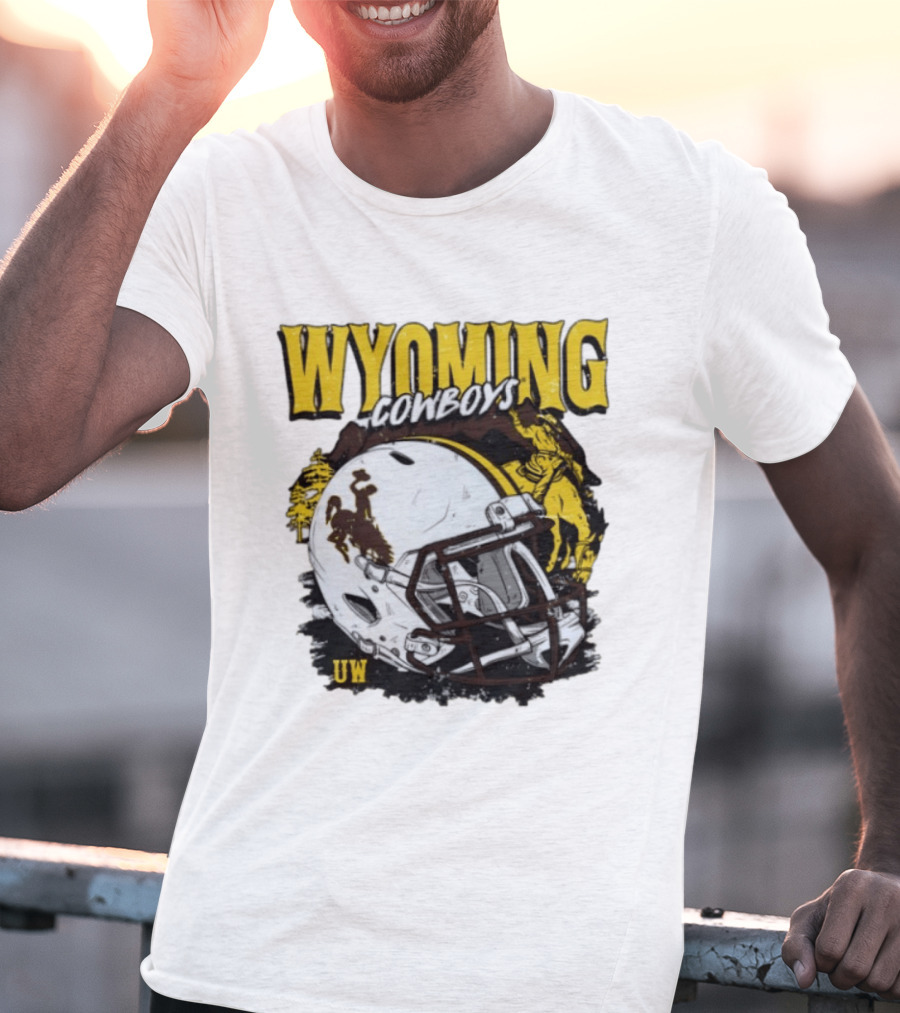 Wyoming Cowboys UW Football Helmet NCAA T-Shirt