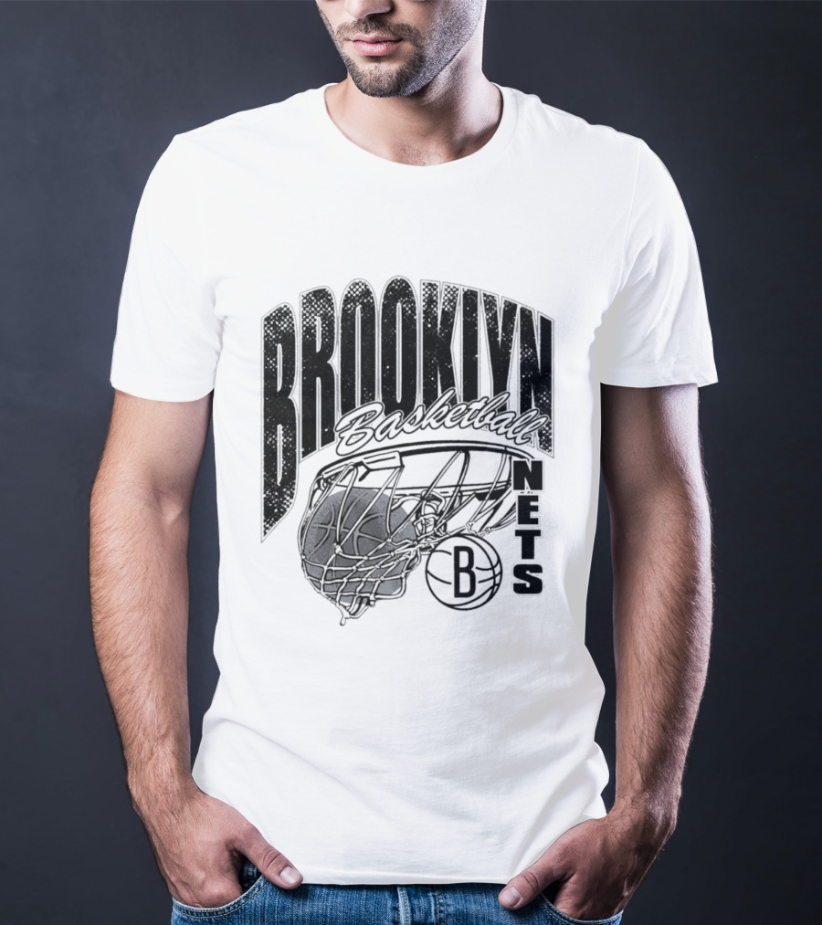 Brooklyn Basketball Nets Swish Ball Script T-Shirt