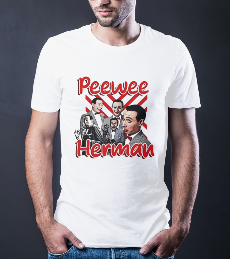 Peewee Herman Iconic Characters Collage Red And Black T-Shirt