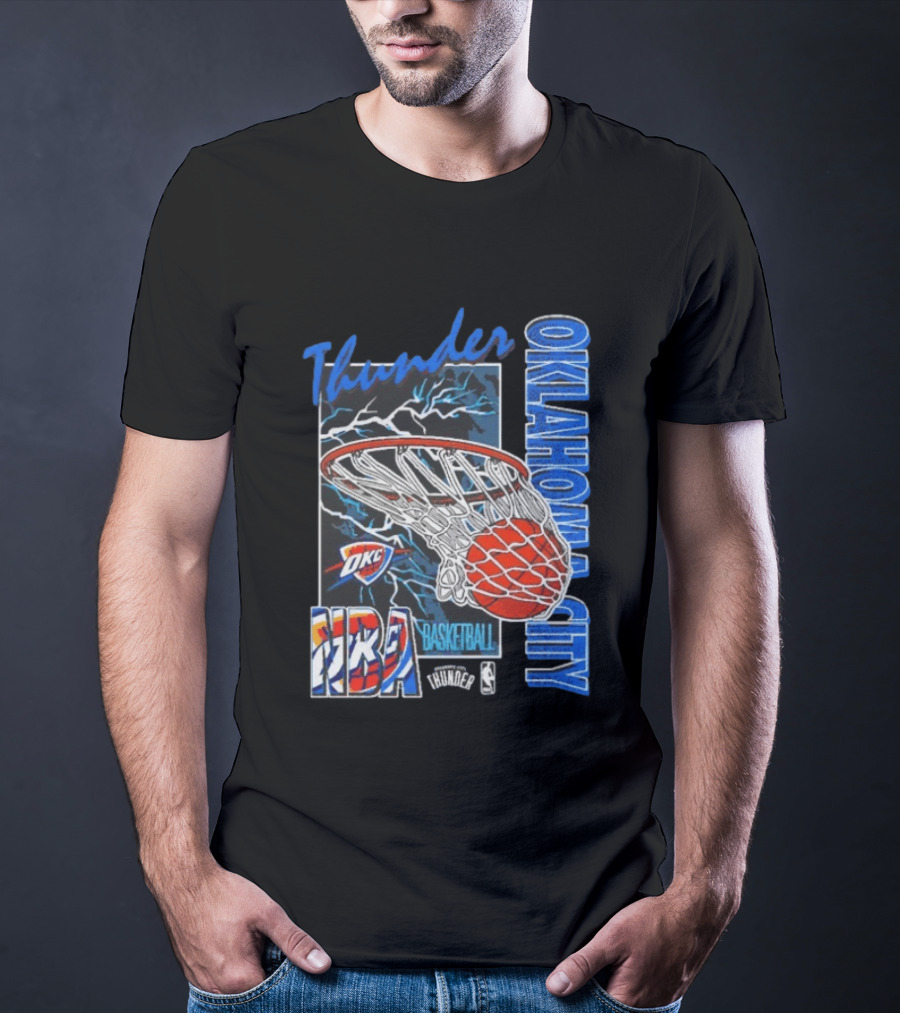 Oklahoma City Thunder NBA Basketball Net Lightning OKC T-Shirt