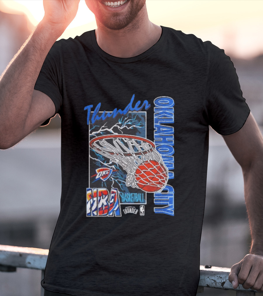 Oklahoma City Thunder NBA Basketball Net Lightning OKC T-Shirt