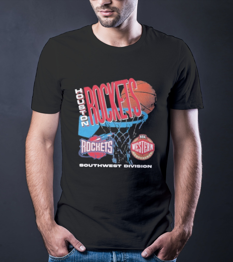 Houston Rockets Southwest Division NBA Western Hardwood Classics 90s Basketball Team T-Shirt