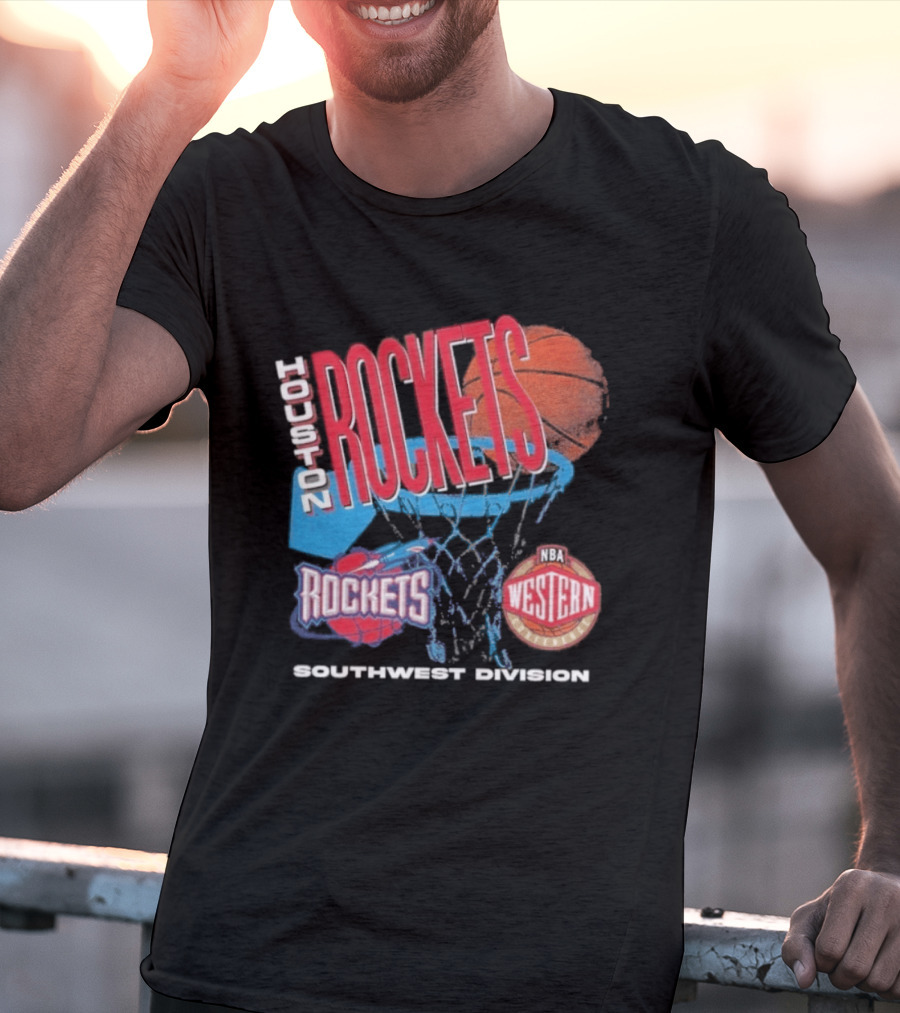 Houston Rockets Southwest Division NBA Western Hardwood Classics 90s Basketball Team T-Shirt