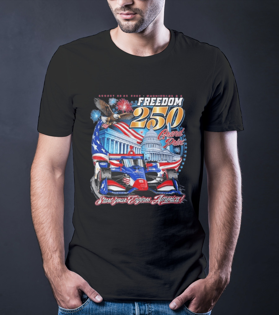 Freedom 250 Grand Prix Start Your Engines America Capitol Eagle Racecar T-Shirt