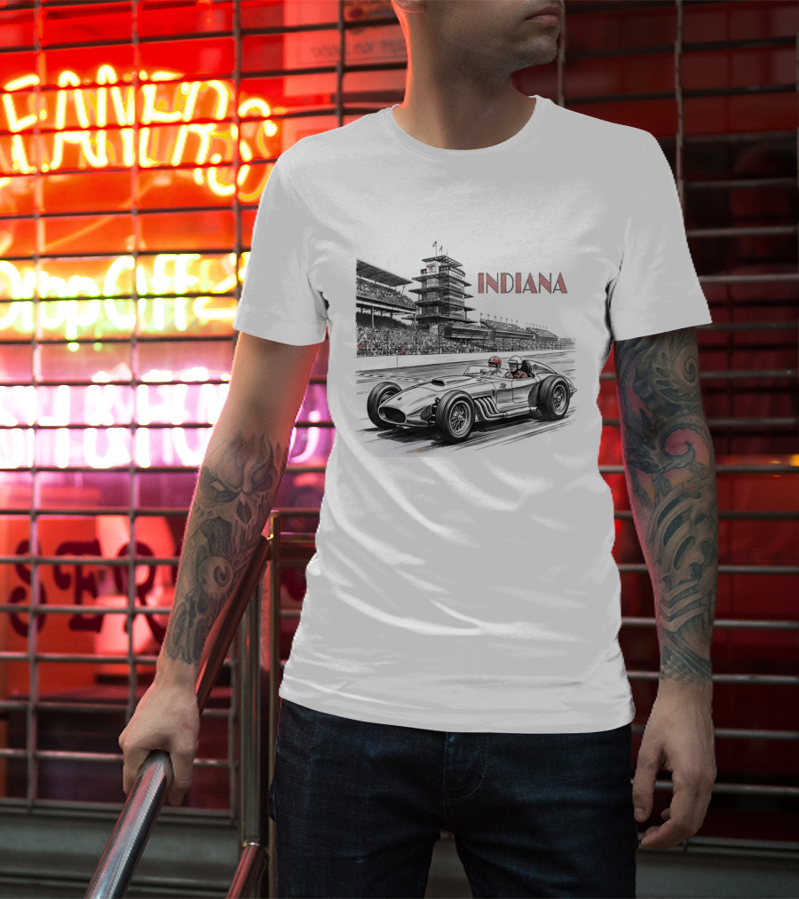 Indiana Indianapolis Motor Speedway Indy 500 Racing Car T-Shirt