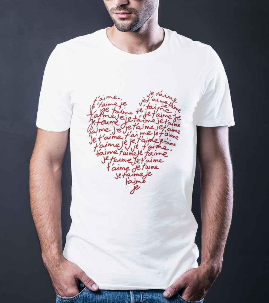 Je T'Aime Repeated Red Heart Shape T-Shirt