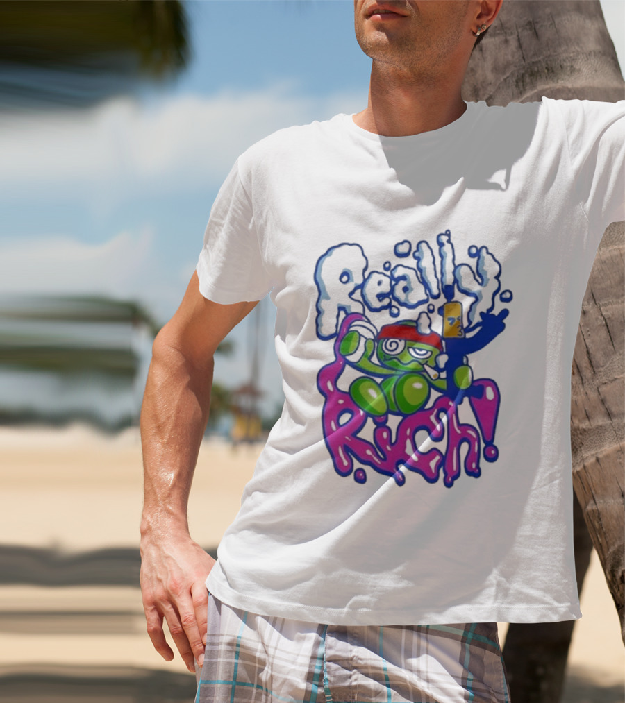 Really Rich Frog With Red Headband And Bottle T-Shirt
