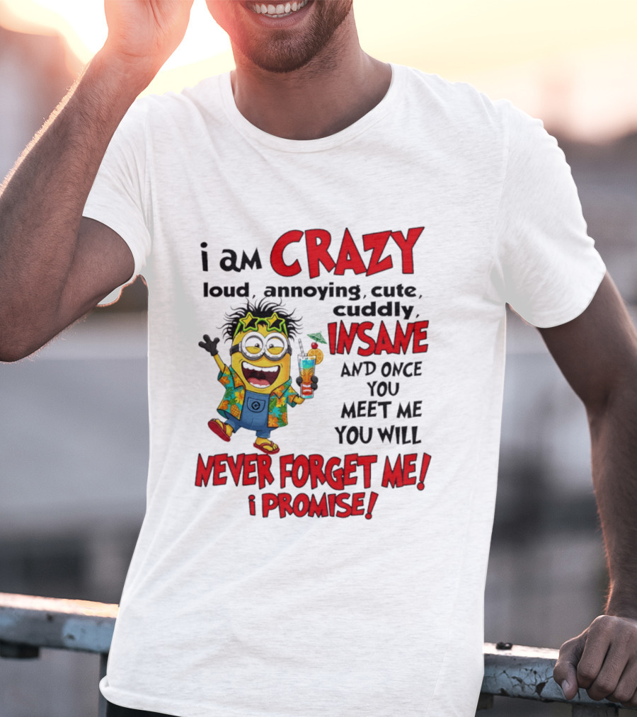 I Am Crazy Loud Annoying Cute Cuddly Insane Once You Meet Me Never Forget Promise T-Shirt