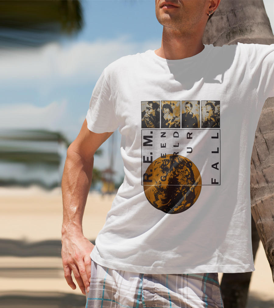 R.E.M. 1989 Green World Tour Fall Vintage Planet Band Photography T-Shirt