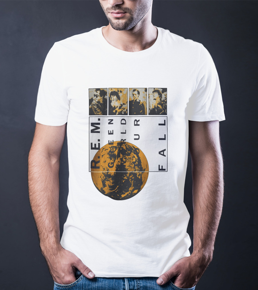 R.E.M. 1989 Green World Tour Fall Vintage Planet Band Photography T-Shirt