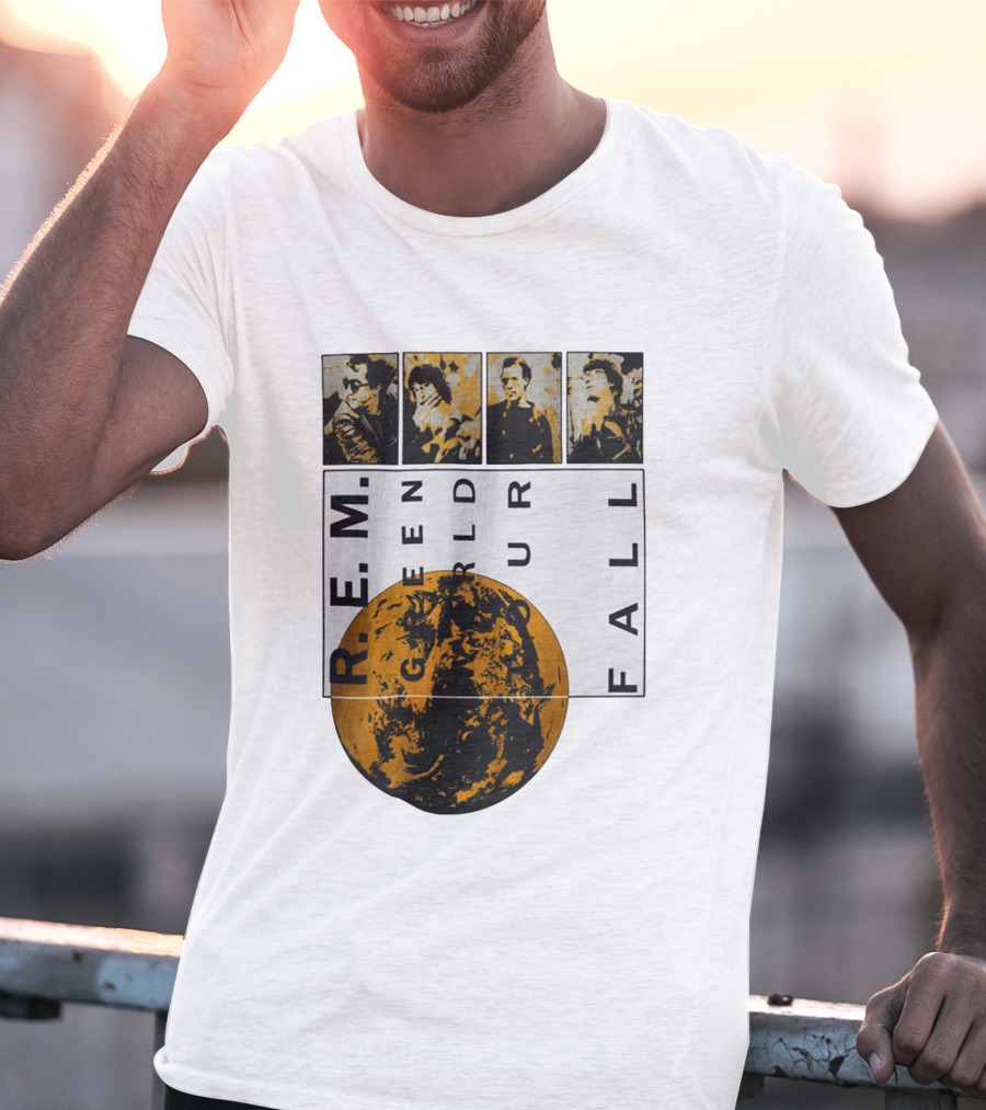 R.E.M. 1989 Green World Tour Fall Vintage Planet Band Photography T-Shirt