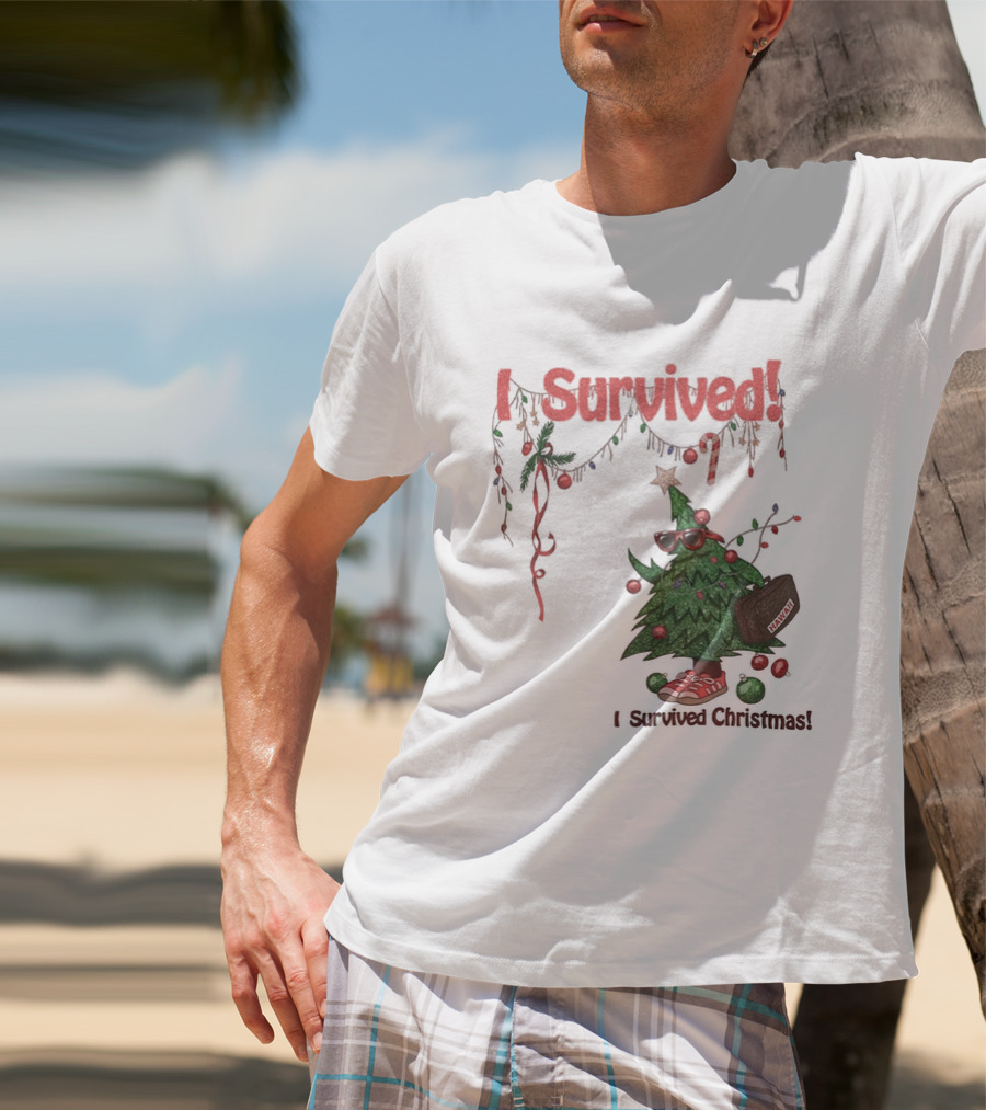 I Survived Christmas Funny Holiday Tree Celebration T-Shirt