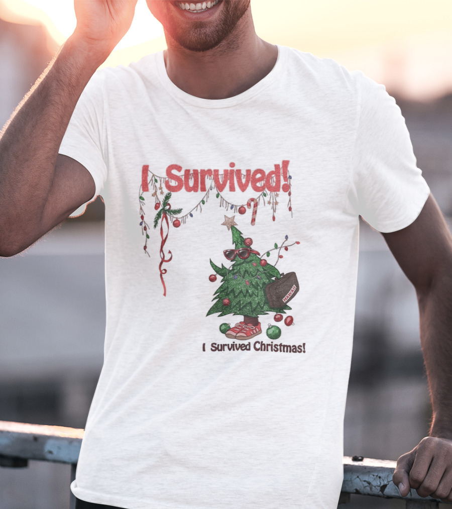 I Survived Christmas Funny Holiday Tree Celebration T-Shirt