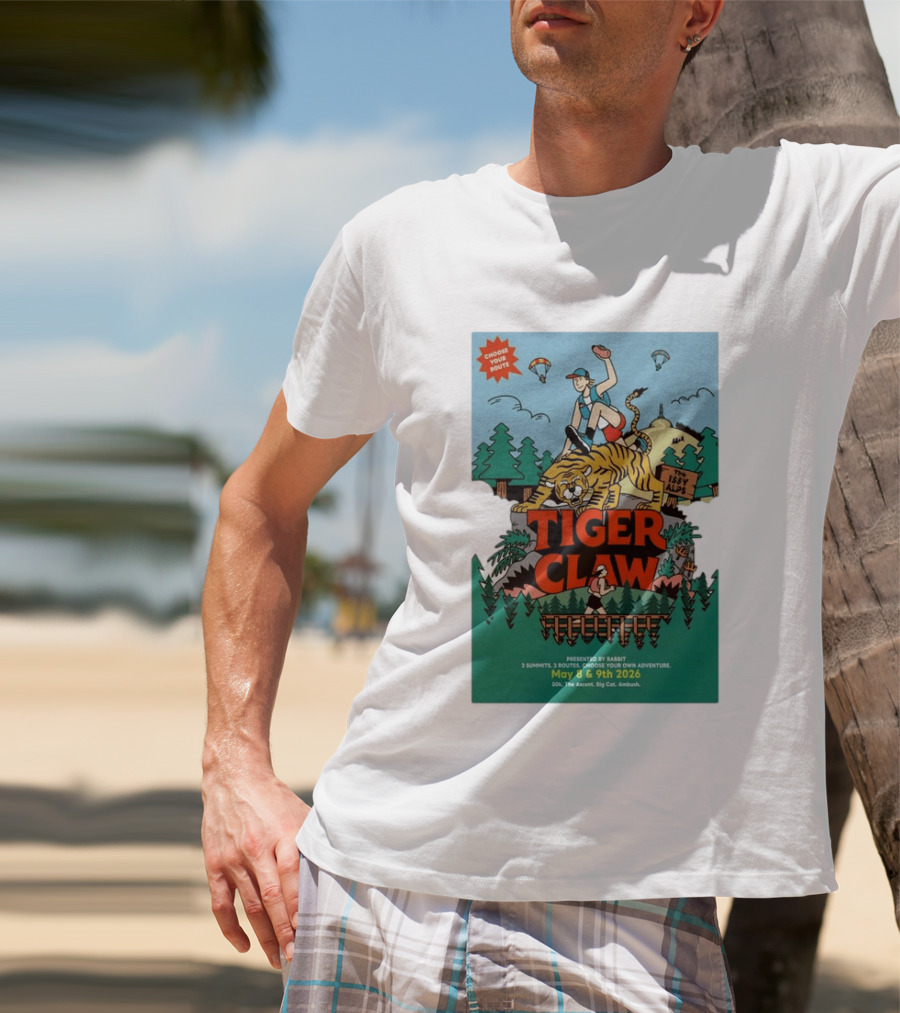 Choose Your Route Tiger Claw May 8 9 2026 3 Summits Adventure 50k The Ascent Big Cat Ambush T-Shirt