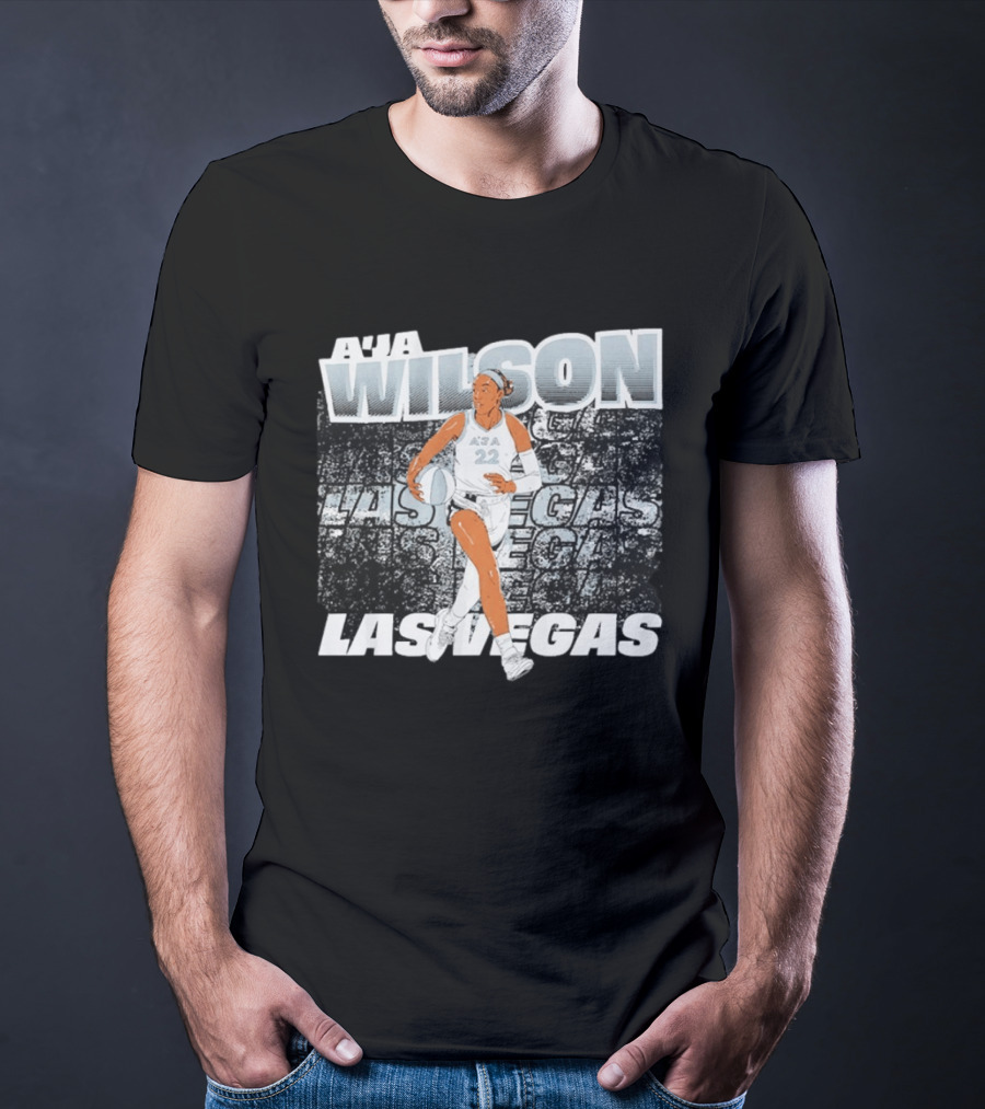 A'ja Wilson 22 Las Vegas Aces Basketball Player Action T-Shirt