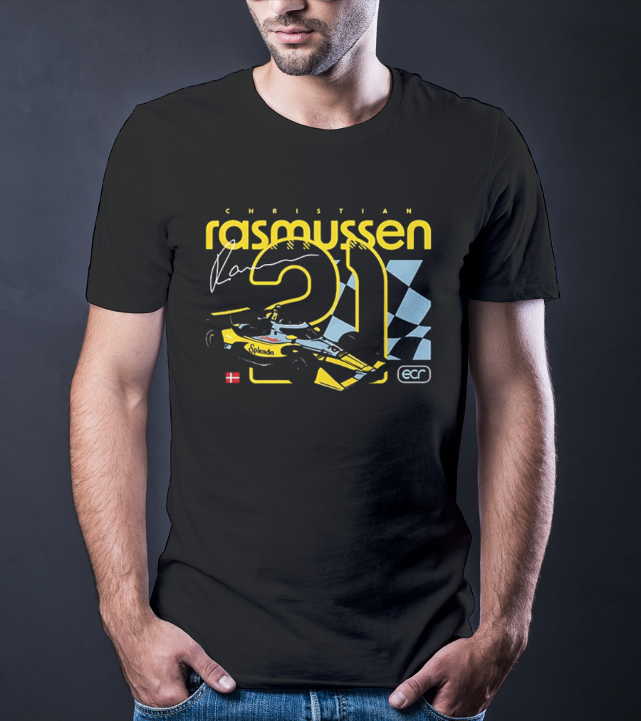 Christian Rasmussen 21 Splenda Chevrolet Racing ECR Flag Denmark T-Shirt