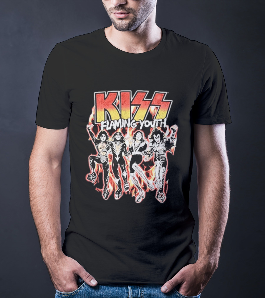 KISS Flaming Youth Band Members T-Shirt