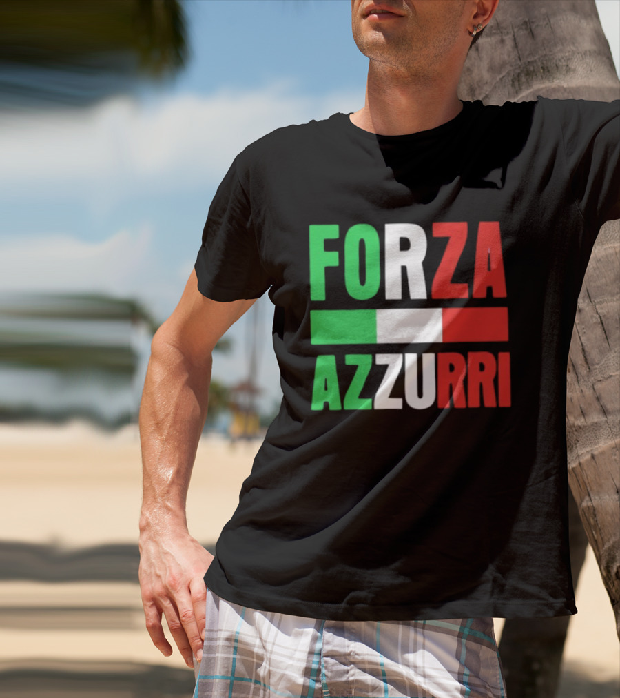 Forza Azzurri Italy Italian Flag Supporters T-Shirt