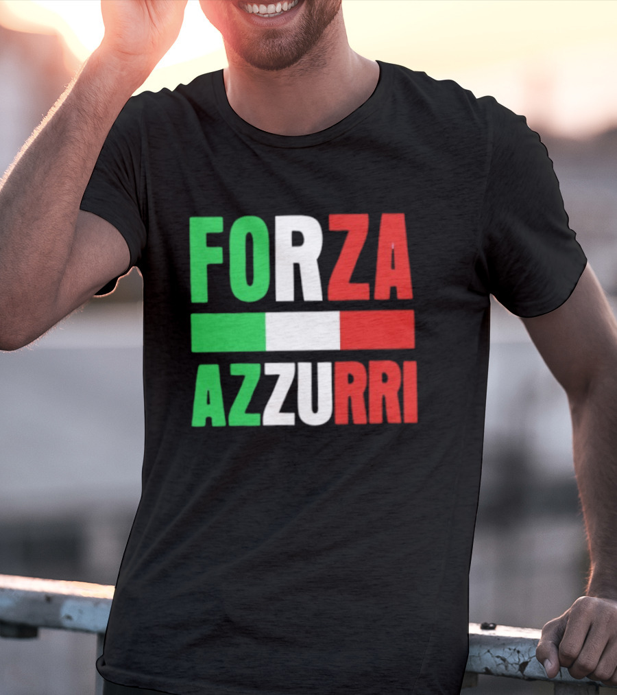 Forza Azzurri Italy Italian Flag Supporters T-Shirt
