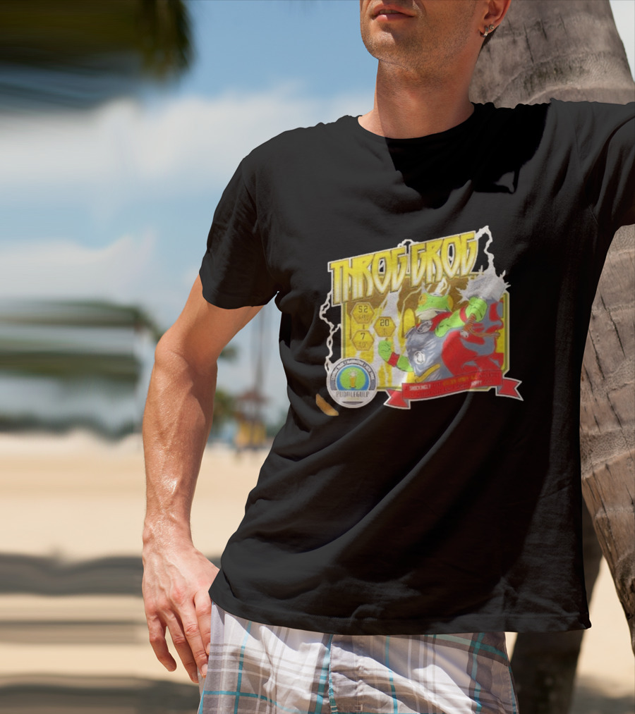 Throg Grog Puddle Gulp Superhero Frog Lightning Hammer Comic T-Shirt