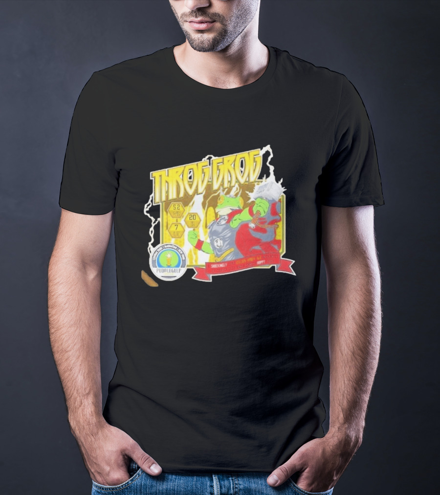 Throg Grog Puddle Gulp Superhero Frog Lightning Hammer Comic T-Shirt