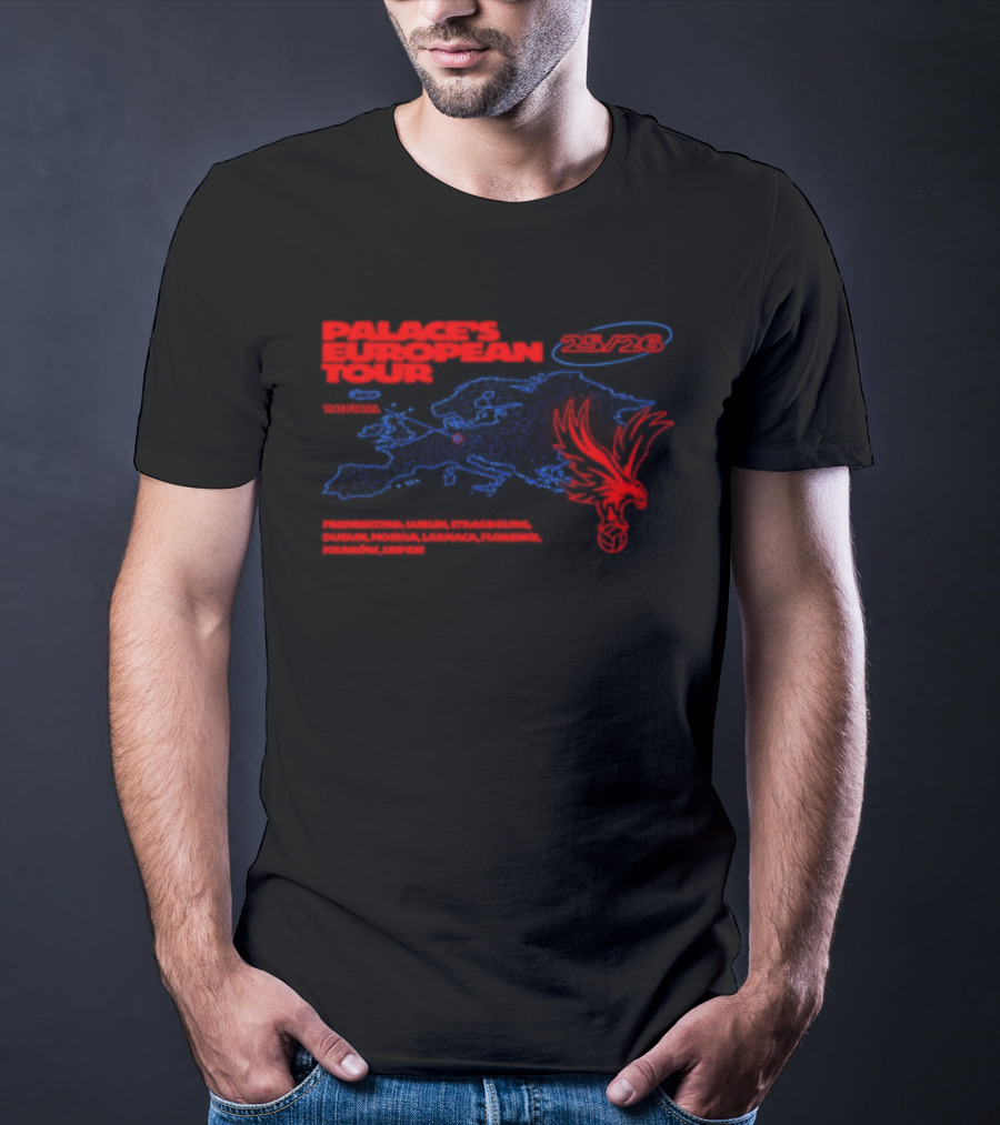 Crystal Palace European Tour 25 26 The Final Football Club Badge Winged Lion T-Shirt
