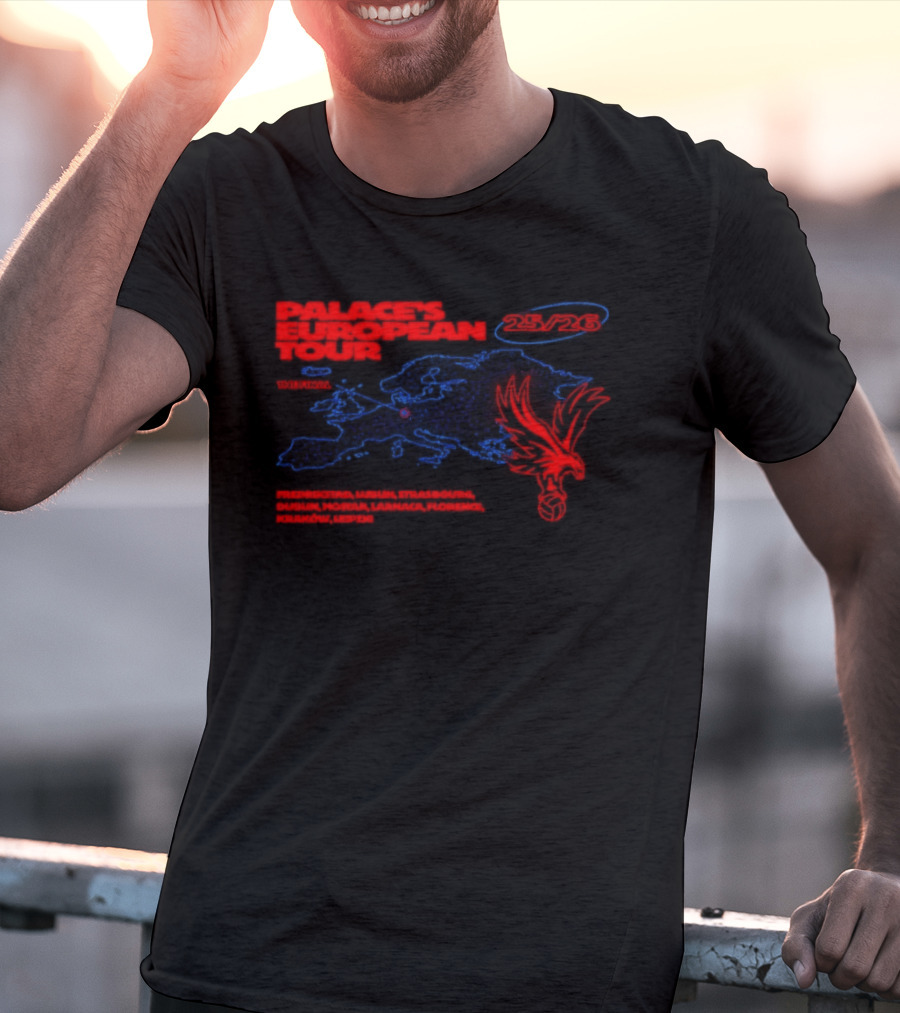 Crystal Palace European Tour 25 26 The Final Football Club Badge Winged Lion T-Shirt
