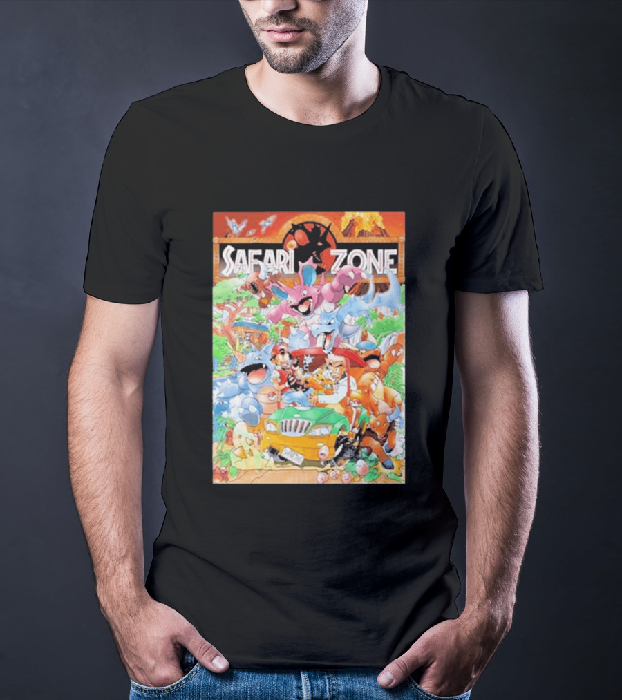 Safari Zone Adventure Pokémon Characters And Professor Interaction T-Shirt