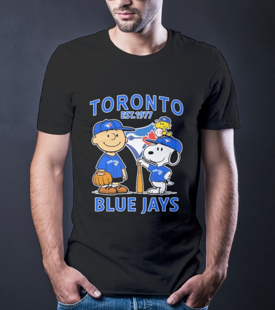 Toronto Est 1977 Blue Jays Snoopy Charlie Brown Woodstock T-Shirt