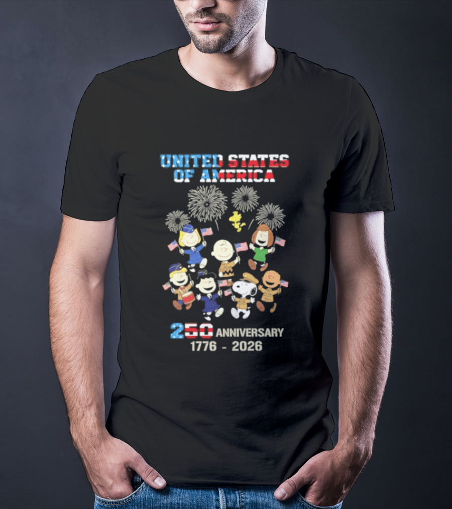 United States Of America 250th Anniversary 1776 2026 Snoopy Peanuts Characters Celebration T-Shirt