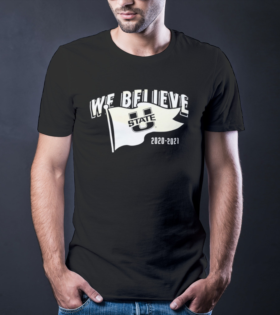 Utah State Aggies We Believe 2020 2021 Logo Flag T-Shirt