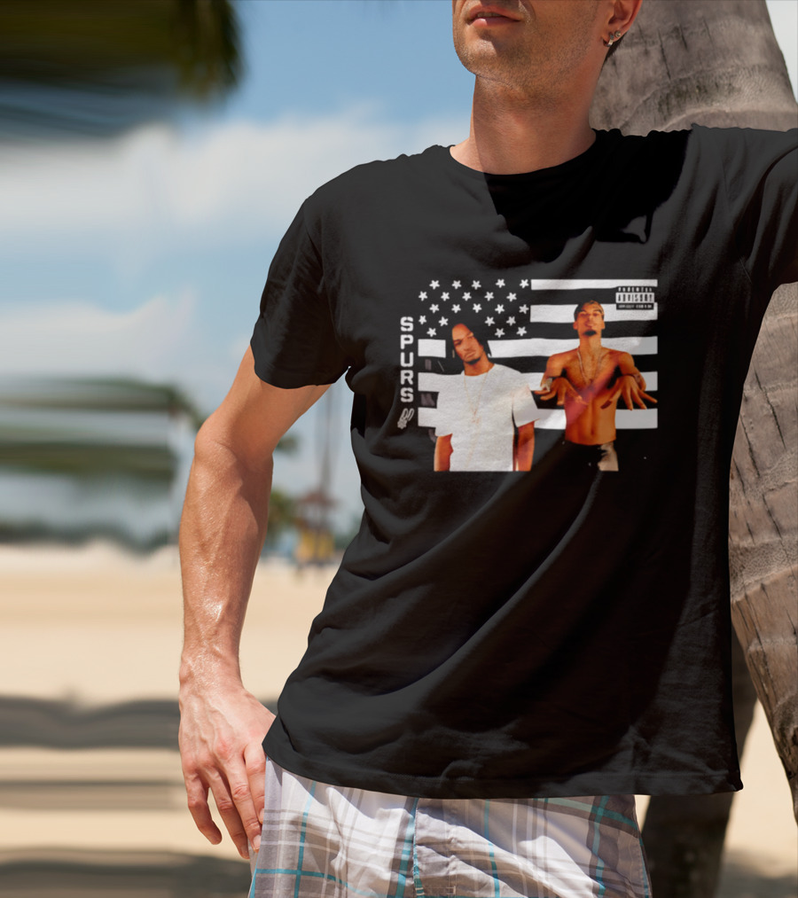 Spurs Wemby And Castle Stankonia American Flag T-Shirt