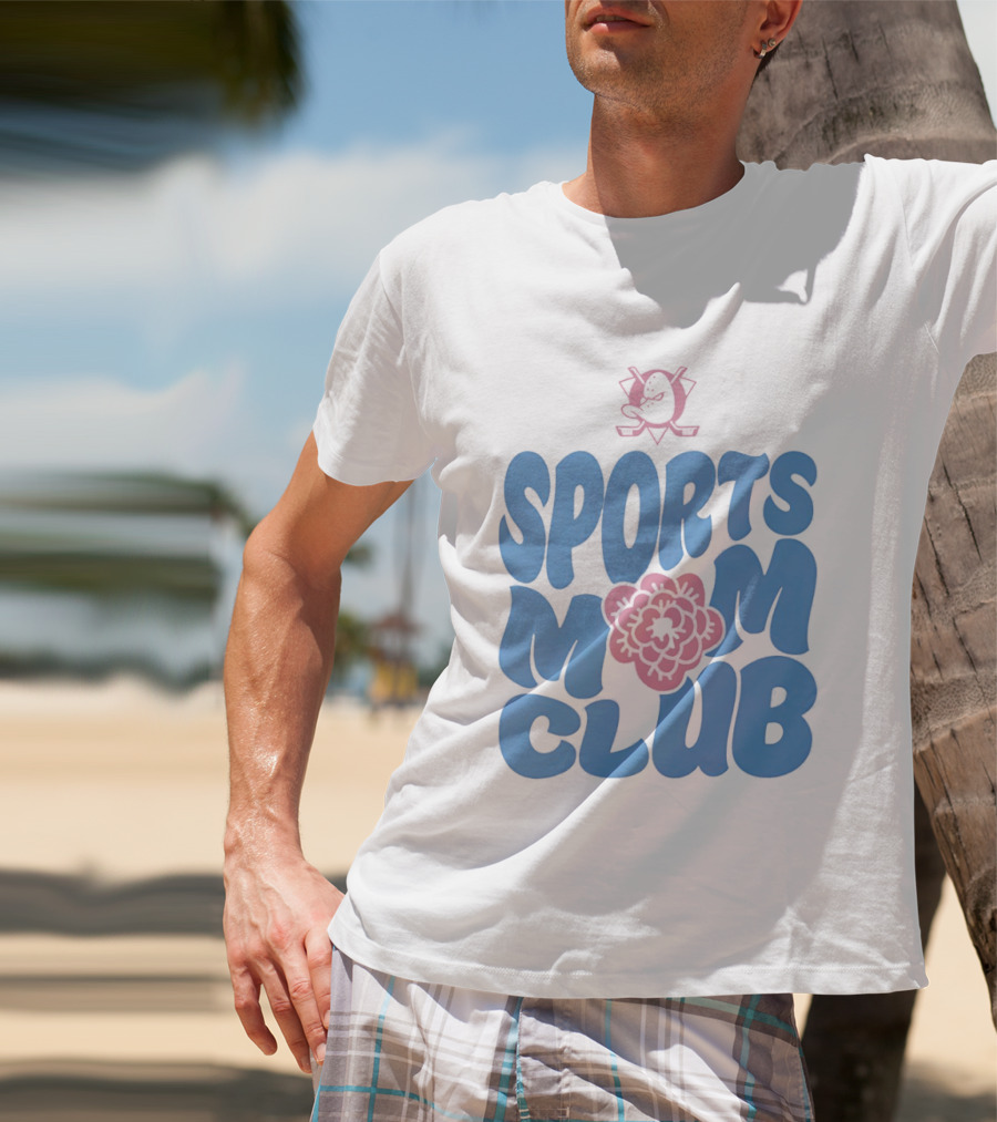 Anaheim Ducks Sports Mom Club Floral Lettering T-Shirt