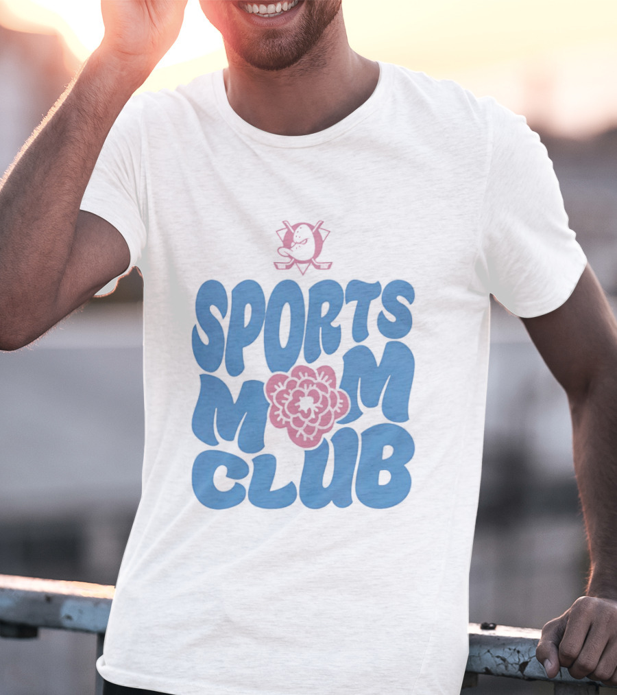Anaheim Ducks Sports Mom Club Floral Lettering T-Shirt