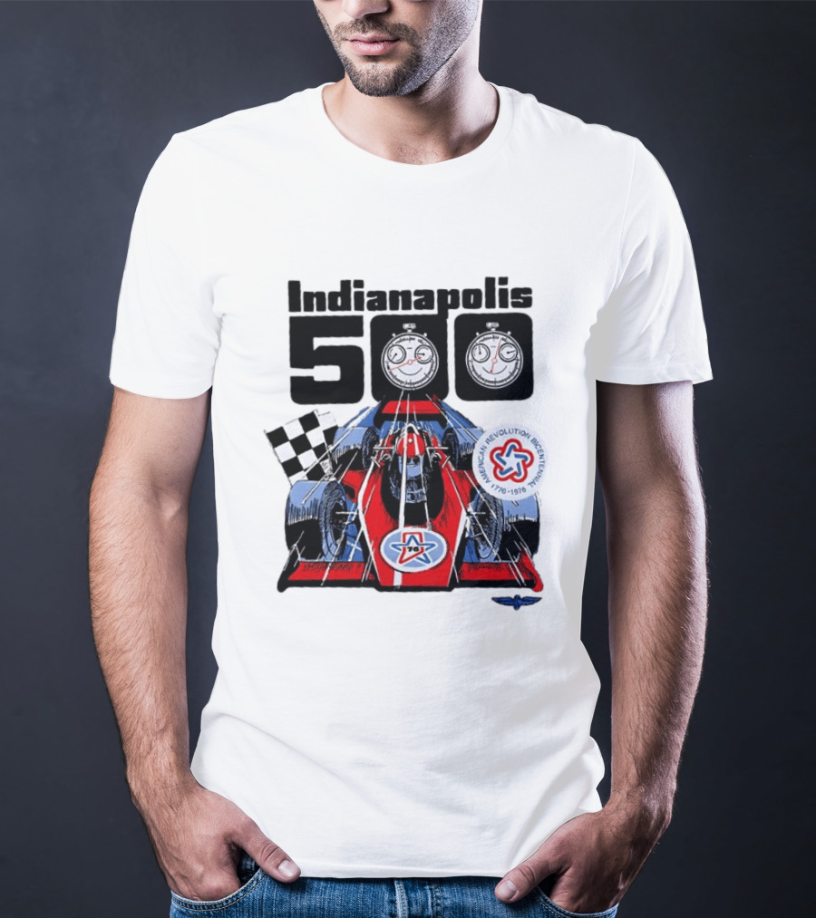 Indianapolis 500 1976 60th Anniversary Racing Car American Revolution Bicentennial T-Shirt