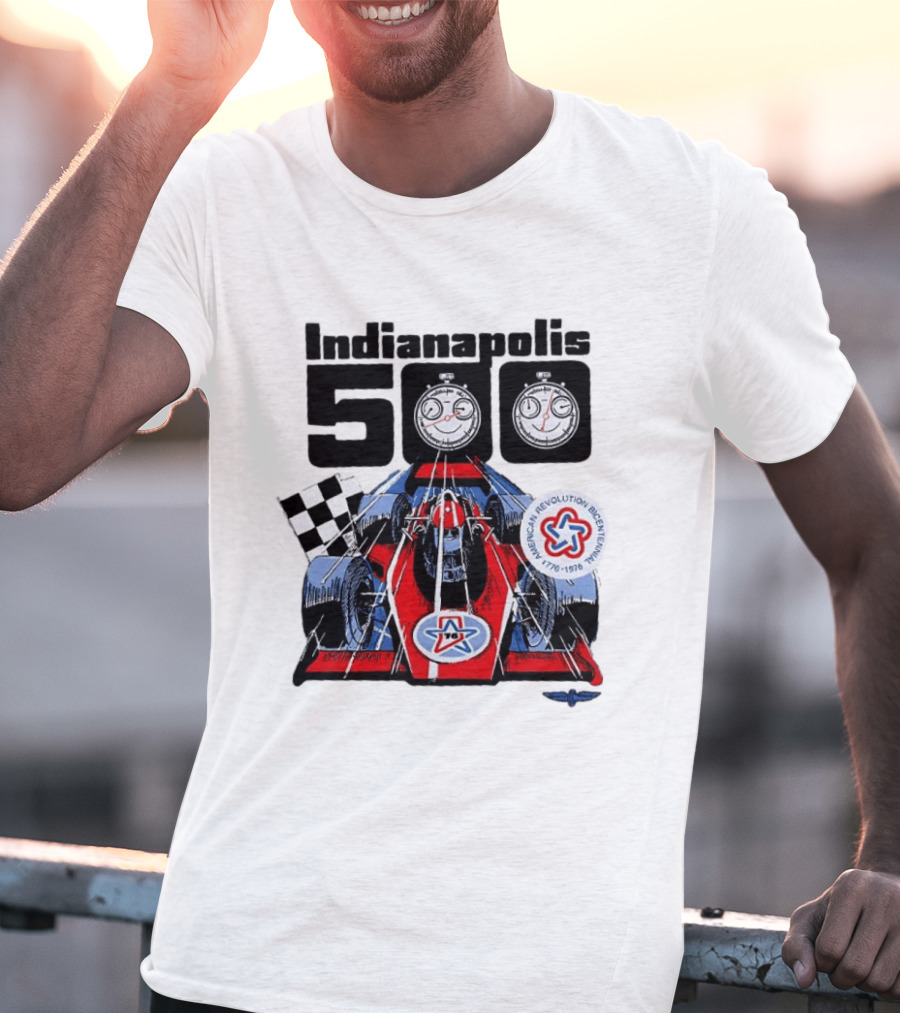 Indianapolis 500 1976 60th Anniversary Racing Car American Revolution Bicentennial T-Shirt