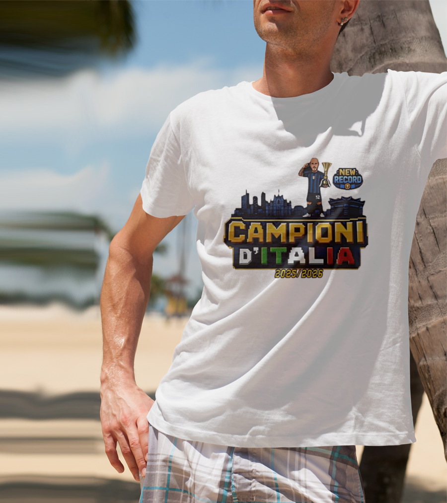 Campioni D'Italia 2025 2026 Inter Milan New Record City Skyline T-Shirt