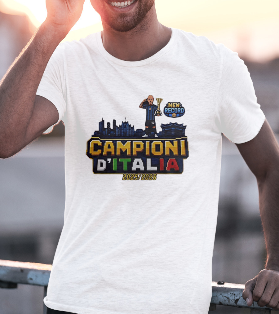 Campioni D'Italia 2025 2026 Inter Milan New Record City Skyline T-Shirt