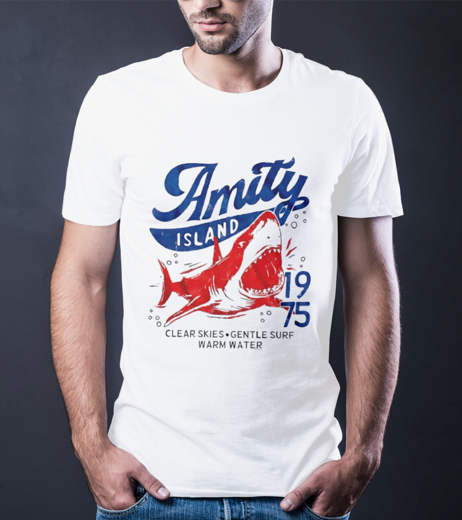 Amity Island 1975 Clear Skies Gentle Surf Warm Water Shark T-Shirt