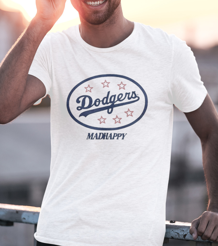 Los Angeles Dodgers Madhappy Oval Heavyweight Fleece Dodgers Stars T-Shirt