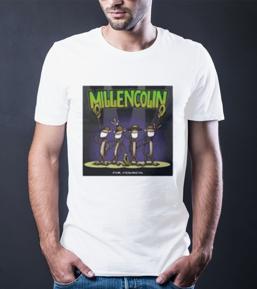 Millencolin For Monkeys Dancing Cartoon Monkeys With Masks And Hats T-Shirt