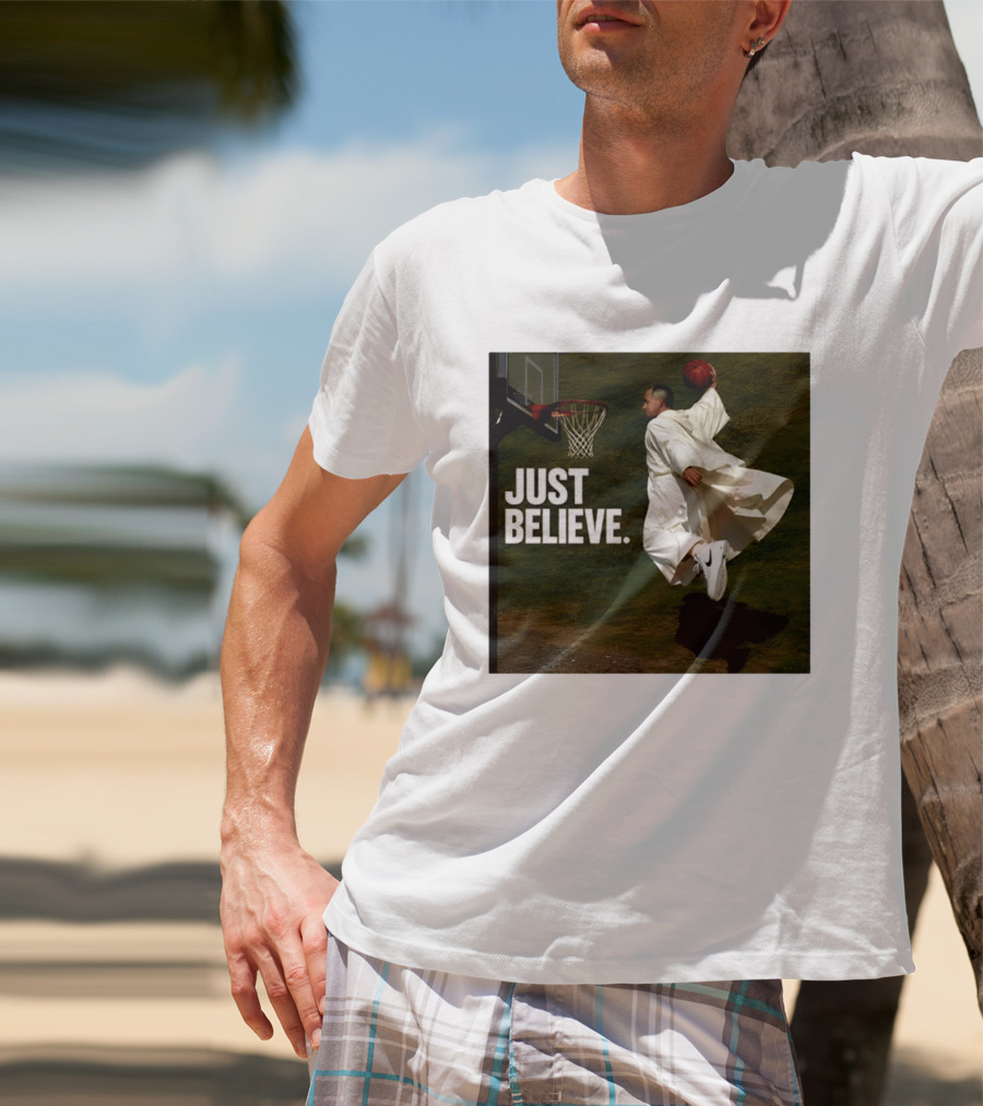 Just Believe Basketball Dunk Pope Leo T-Shirt