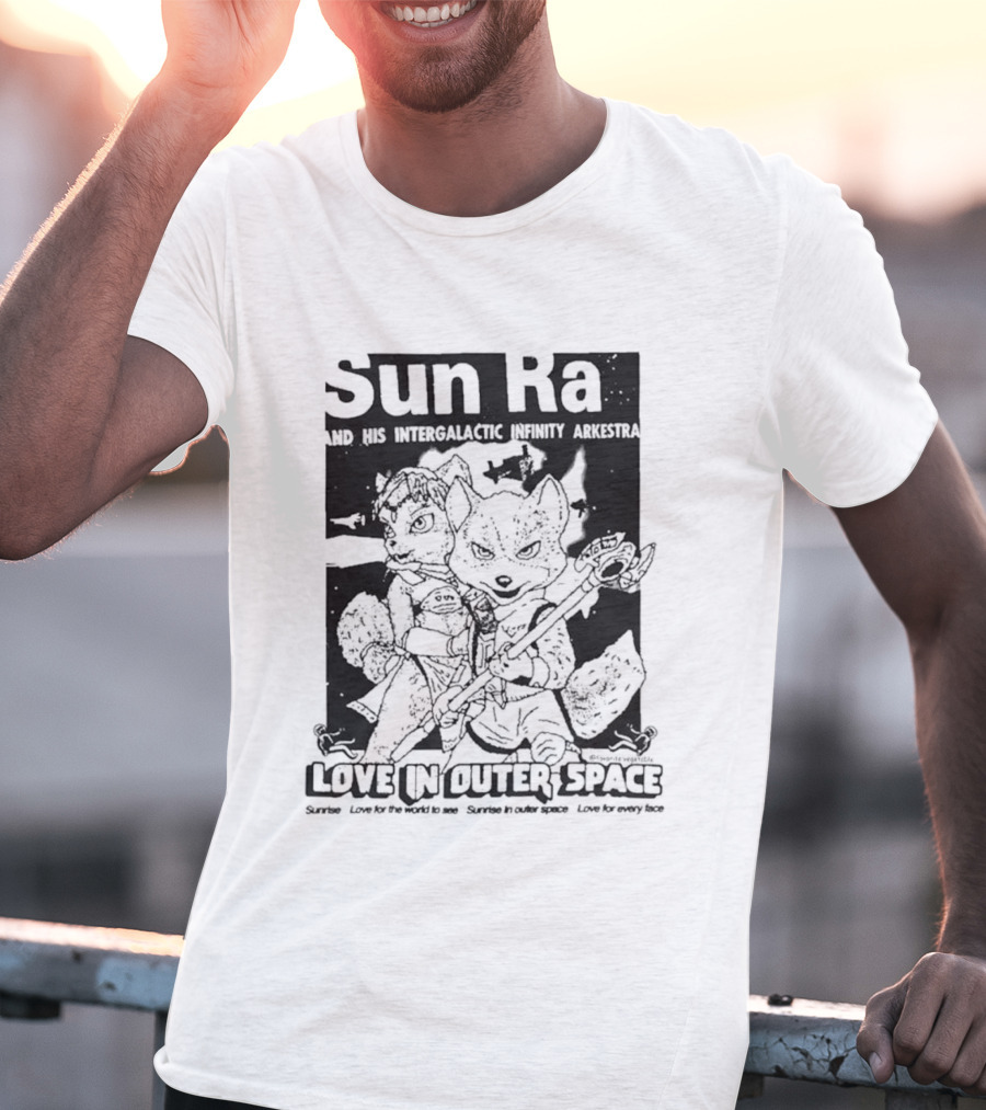 Sun Ra And His Intergalactic Infinity Arkestra Love In Outer Space Visual With Cartoon Characters T-Shirt