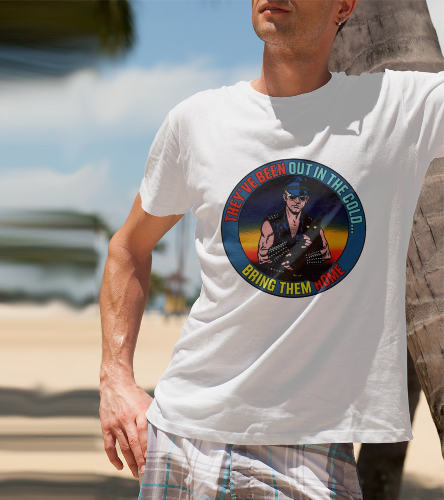 They've Been Out In The Cold Bring Them Home Biker With Black Cat T-Shirt