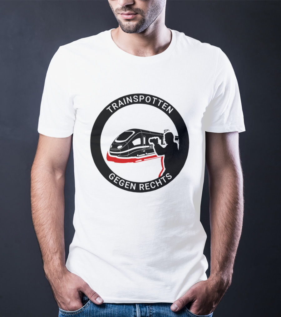 Trainspotten Gegen Rechts Train And Photographer Silhouette Anti Right Movement T-Shirt
