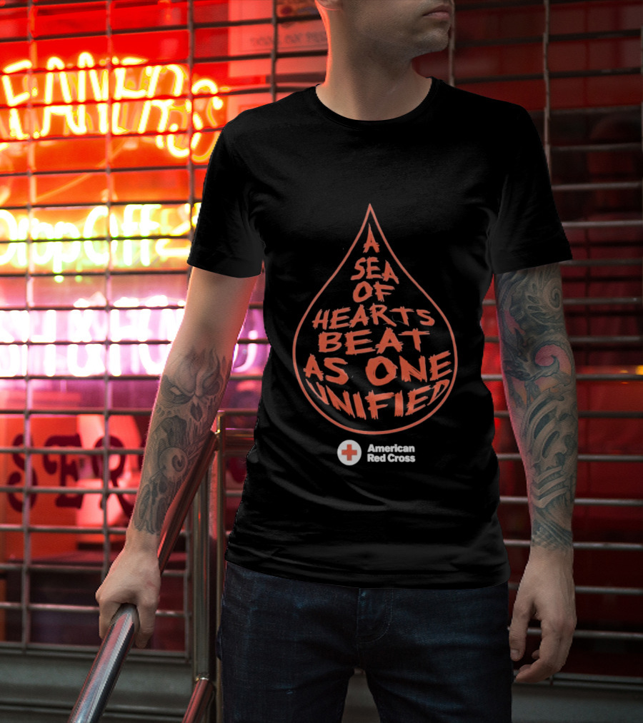 A Sea Of Hearts Beat As One Unified American Red Cross Droplet T-Shirt