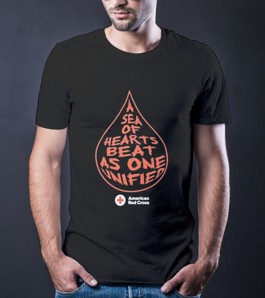 A Sea Of Hearts Beat As One Unified American Red Cross Droplet T-Shirt
