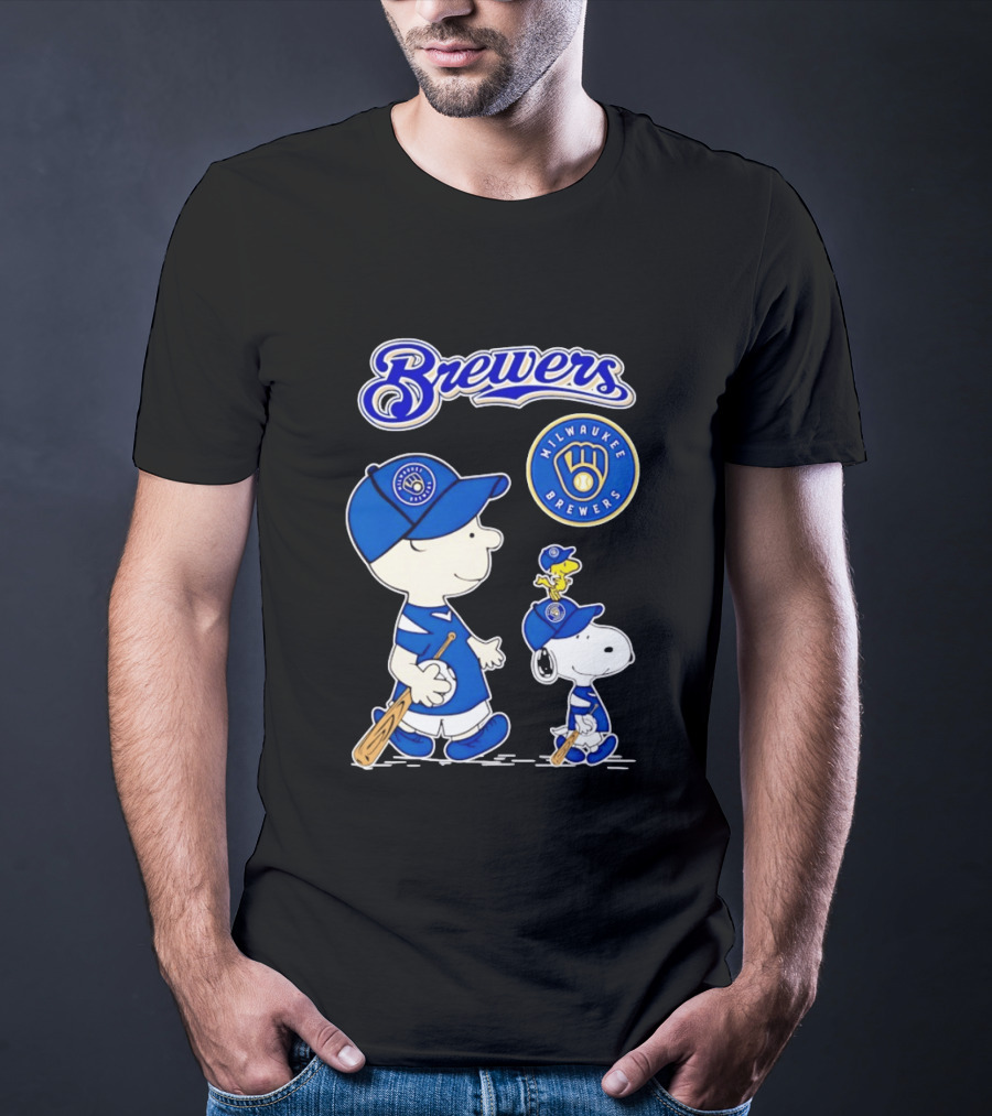 Brewers Charlie Brown Snoopy Woodstock Milwaukee Brewers T-Shirt