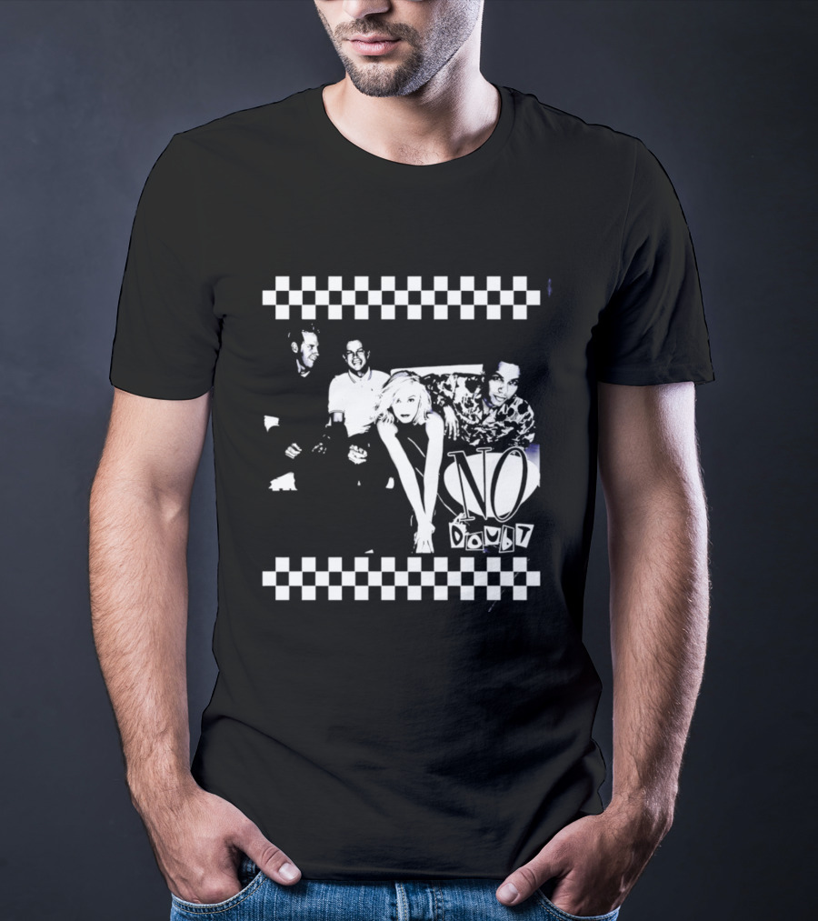 No Doubt Band Gwen Stefani Tony Kanal Eric Stefani Checkered T-Shirt